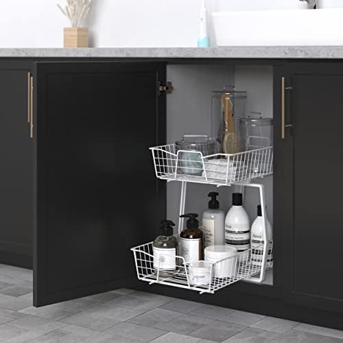 ClosetMaid 14 in. Pull Out Cabinet Organizer, 2 Tier, Heavy Duty, Slide Out Pantry Shelves Drawers for Kitchen, Bathroom, White - Image 6
