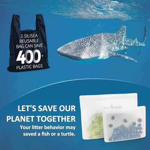 Reusable Sandwich Bags & Snack Bags Set, 8 Pack, 100% Silicone Reusable Storage Bag, Zip Lock Bags Silicone Food Storage Containers, Freezer Microwave Oven Dishwasher Safe, Translucent - Image 7