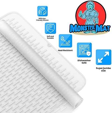 Extra Large (30 inch by 24 inch) heavy duty silicone dish drying mat for kitchen counters by MonsterMat (Translucent, XL - 30"x24") - Image 5