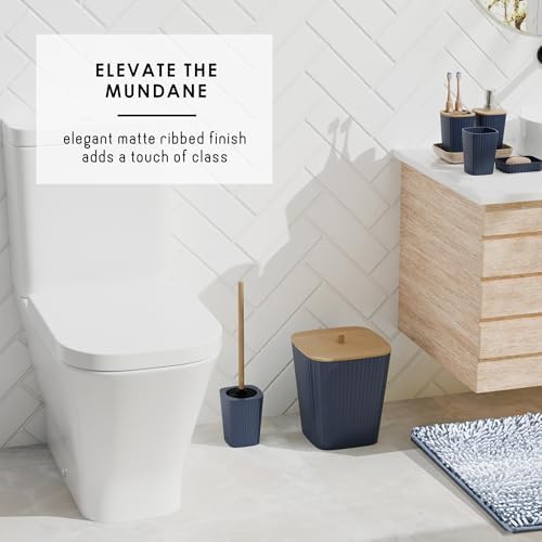Clara Clark Bathroom Accessories Set - Bathroom Set, Bathroom Sets with Shower Curtain and Rugs, Shower Curtain Set with Bathroom Trash Can - Ombre Navy - 22PC - Image 7