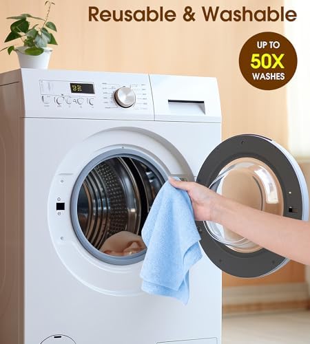 KitchLife Microfiber Cleaning Cloth Roll, 100 Pack - Tear-Away Microfiber Paper Towels, Lint-Free, Reusable, Washable for Kitchen, Car, Dishes, and Sensitive Surfaces (Blue) - Image 7