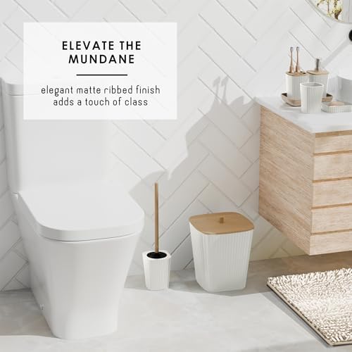 Clara Clark Bathroom Accessories Set - Bathroom Set, Bathroom Sets with Shower Curtain and Rugs, Shower Curtain Set with Bathroom Trash Can - Ombre White - 22PC - Image 7