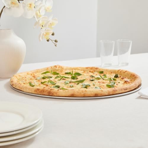 Restaurantware 20 Inch Aluminum Pizza Pan 12 Count Wide Rim Silver Pizza Pan, Heat Conductive Round Pizza Tray, Lightweight Corrosion-Resistant Serving Tray For Restaurant Or Home Use - Image 6