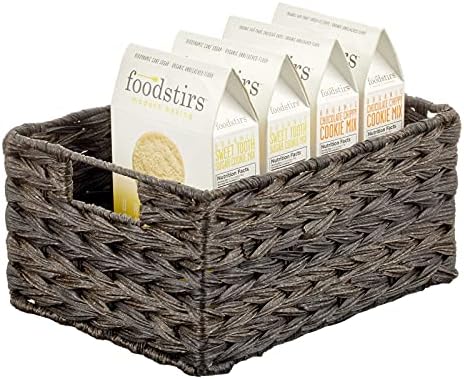 mDesign Woven Farmhouse Kitchen Pantry Food Storage Organizer Basket Box - Container Organization for Cabinets, Cupboards, Shelves, Countertops, Store Potatoes, Onions, Fruit, 6 Pack, Espresso Brown - Image 7