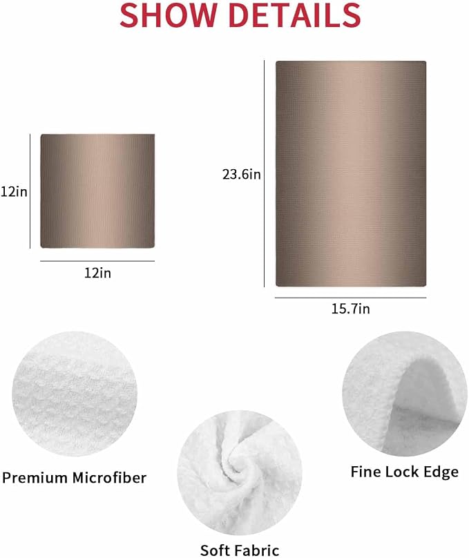 Ombre Dark Brown Dish Towels Set, Waffle Weave Kitchen Towels Microfiber Towels Cleaning, Modern Minimalist Gradient Solid Color Soft Absorbent Dish Drying Towels Hand Towels 3 Pack 12x12 Inch - Image 7