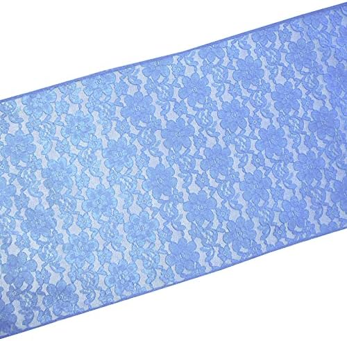 Zen Creative Designs 10 Pack Floral Lace Table Runner Sheer Lace Event Party Wedding Table Decor (12" by 120", Sea Blue) - Image 2