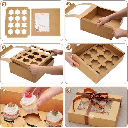 50 PCS 12 Count Cupcake Boxes, Cupcake Containers with Window - Image 6