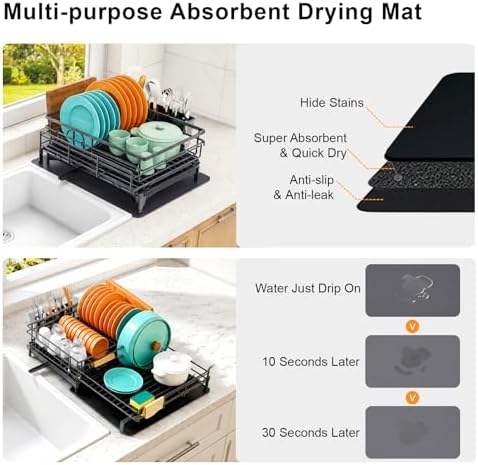 4-in-1 Expandable Dish Drying Rack, 12"-22" Over Sink Dish Drainer - Image 6