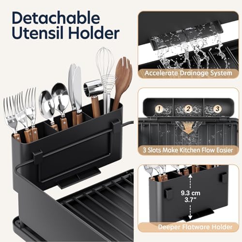 KINGRACK Dish Drying Rack for Kitchen Counter, Dish Drainer with Cup Holder - Image 6