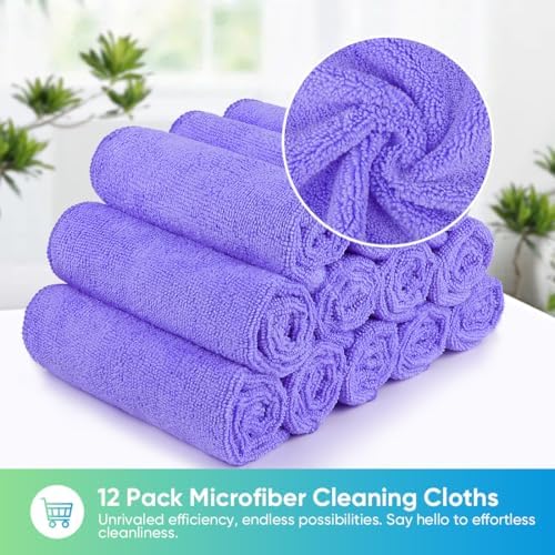 HOMEXCEL Purple Microfiber Cleaning Cloth, Microfiber Towels for Car,12 PK - Image 6