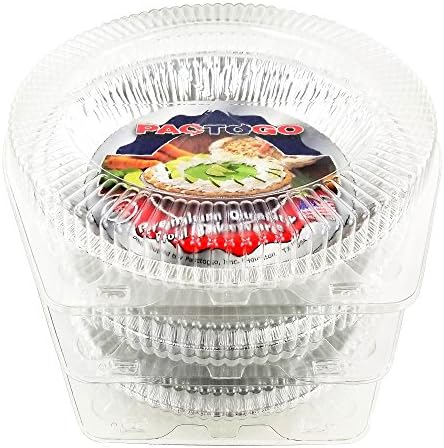 Pactogo Aluminum Foil Pie Pan (Actual Top-Out 9-5/8 Inches - Top-In 8-3/4 Inches - Vertical Depth 1-3/16 Inches)- Disposable Baking Tin Plates with Clear Plastic Hinged Containers (Pack of 25 Sets) - Image 7