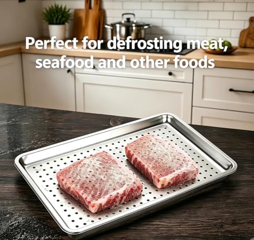 17.5" Half Sheet Baking Pan & Crisping Tray, 18/8 Stainless Steel - Image 7