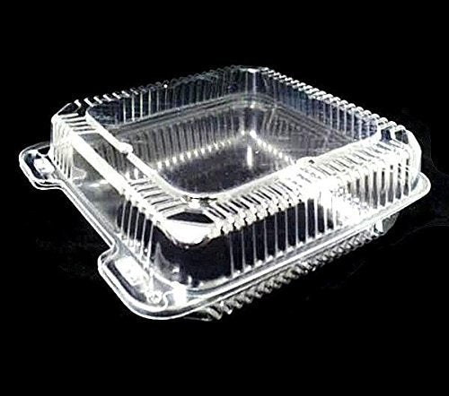 Durable Packaging 8" x 8" x 3" Clear Hinged Plastic Food Bakery Take-Out Container Ref # Pxt-880 (pack of 125) by Durable+Packaging