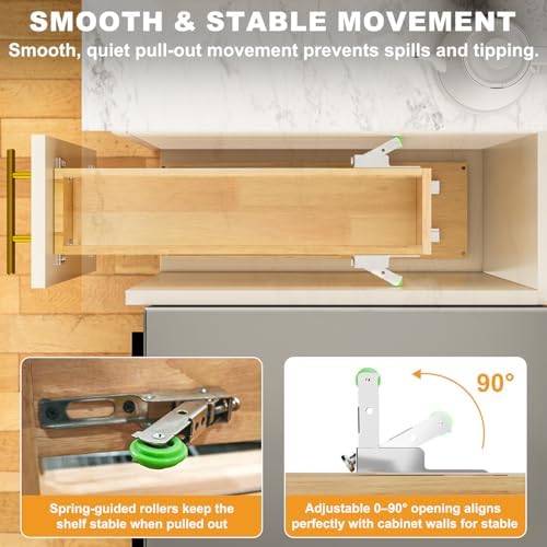 Pull Out Spice Rack Organizer for Cabinet, 5" W x 22.3" D x 25.2" H Multi-Use Solid Wood Slide Out Shelf for Kitchen Cabinet, Sliding Spice Rack for Cans & Jars, Pantry Organization - Image 6