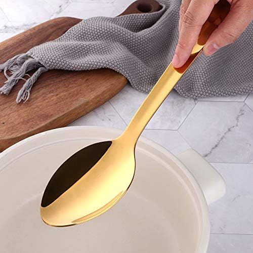 6 Pcs Gold Large Serving Spoon, Stainless Steel Titanium Plated Serving Spoons Set Mirror Finish for Elegant Buffet Banquet Party Holiday Dinner serving, Dishwasher Safe(13 inches/33.2cm) - Image 7