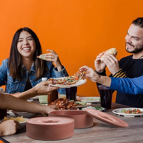 Sabary 2 Pcs Tortilla Warmer with Lid 8.5 x 2.4 Inch Robust Plastic Tortilla Holder Taco Keeper Pancake Waffles Food Container Microwave Save for Mexican Night Fiesta Party Home Restaurant Bar - Image 6