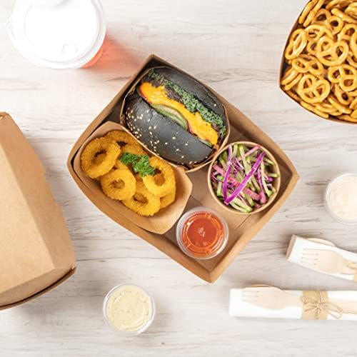 Restaurantware-Bio Tek 8.4 x 6 x 3.5 Inch Burger Trays, 100 Disposable Paper Food Trays - Recyclable, Sturdy, Kraft Paper Movie Snack Trays, For Meals, Snacks, And Baked Goods - Image 6