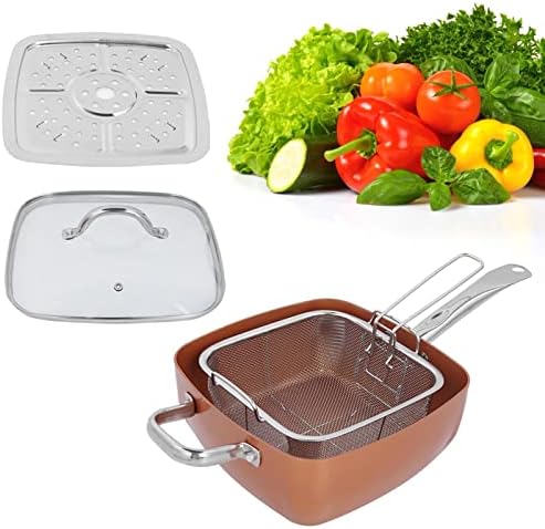 YOSOO Frying Pan 4Pcs Supplies Saucepan Stainless Steel Glass Aluminum Nonstick Square Pan Steamer Copper Set Non Stick Frying Pan Four Piece Set Cooker Pancake Saucepans, #611, Yosoo8iz7d51v92 - Image 7