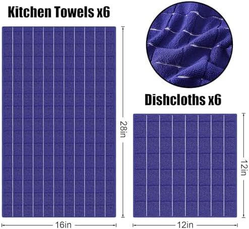Homaxy Microfiber Kitchen Towels and Dishcloths Sets, 20 Pack, Navy Blue - Image 6