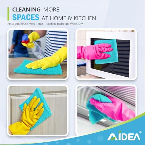 AIDEA Blue Microfiber Cleaning Cloth-50PK, Cleaning Rags 12"x 12" Absorbent - Image 6