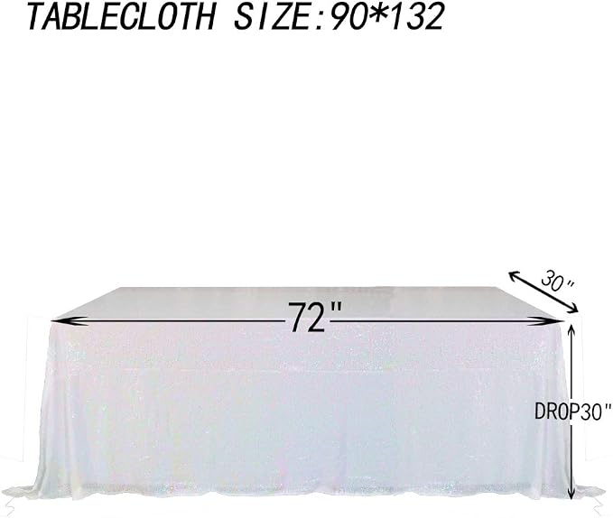 JYFLZQ Iridescent White Sequin Tablecloth 90x132 Inch Rectangle - Image 9