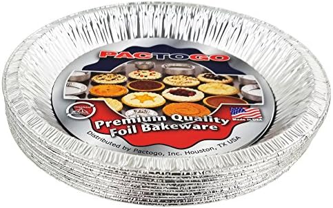 PACTOGO Aluminum Foil Pie Pan (Actual Top-Out 9-5/8 Inches - Top-In 8-3/4 Inches - Vertical Depth 1-3/16 Inches) - Disposable Baking Tin Plates (Pack of 12) - Image 4