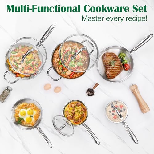 E-far Stainless Steel Cookware Set, 10-Piece Induction Pots and Pans Set - Image 6
