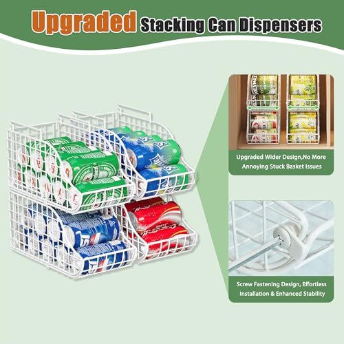 Sonyabecca 4-Pack Stackable Can Rack Organizer for Kitchen Pantry,White | Soda Can Organizer and Food Storage Dispenser for Pantry Cabinets. Foldable Wire Rack Keeps Canned Food Organized - Image 7