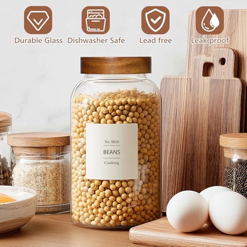 KEYWING 88oz Glass Jars w/Acacia Lids for Flour & Sugar Storage Containers - Image 6