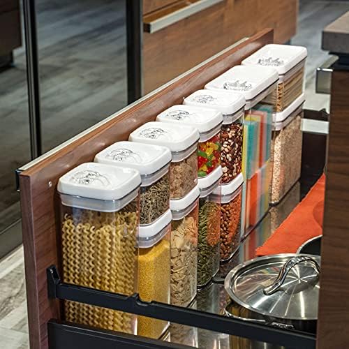 Felli Flip Tite Storage Container with Lid 4" Airtight Ring Seal Top, Stackable Acrylic Canister Jar Set for Kitchen Pantry Organizer, Food Spice Pasta Snack (5pk, Variety) - Image 6