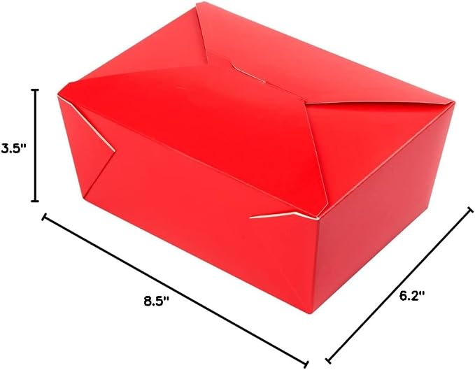Restaurantware Bio Tek 98 Ounce Take Out Boxes 200 To Go Lunch Boxes - Tab-Lock Closure Heat-Tolerant Red Paper Disposable Lunch Boxes Greaseproof For Hot And Cold Foods - Image 17