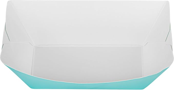 Restaurantware-Bio Tek 6 Ounce Boat Paper Boats, 400 Disposable #40 Food Trays - PE Lining, Durable, Turquoise Paper Food Baskets, For Concession Stands, Picnics, or Fairs, Stackable - Image 11