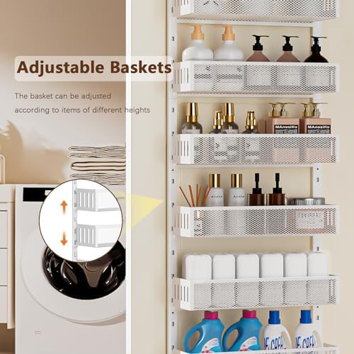 6-Tier Over The Door Pantry Organizer with Mesh Baskets, Adjustable & Stable Hanging Spice Rack for Kitchen, Bathroom, Bedroom, and Baby Essentials Storage - Image 7