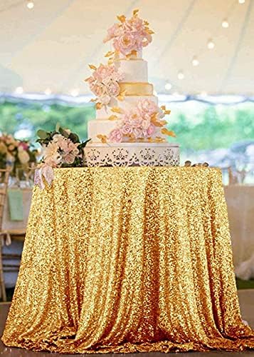 JYFLZQ Gold Sequin Tablecloth, Glitter Party Table Cover 90 Inch Round - Image 6