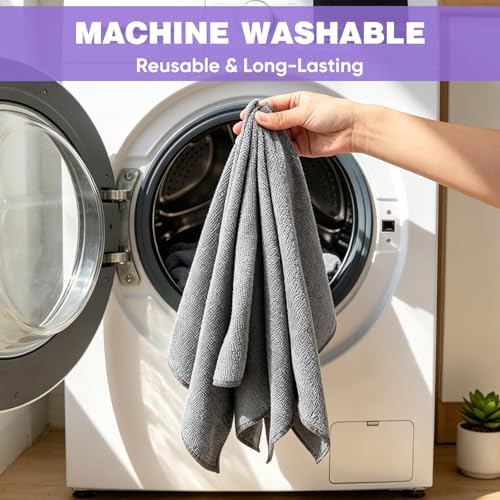 TEAWOO 10 PCS Grey Microfiber Cleaning Cloths, Assorted Cleaning Rags - Image 6