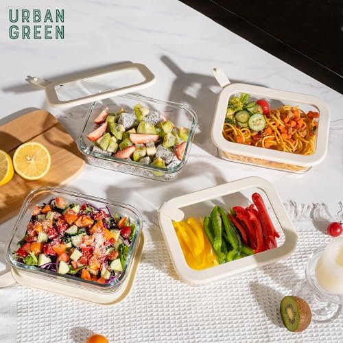 Urban Green Glass Food Storage Containers with Glass Lids, Microwave Safe Food Container Set, Airtight Food Container Set, LeakProof, 100% Plastic Free, White Color, 4pack - Image 7