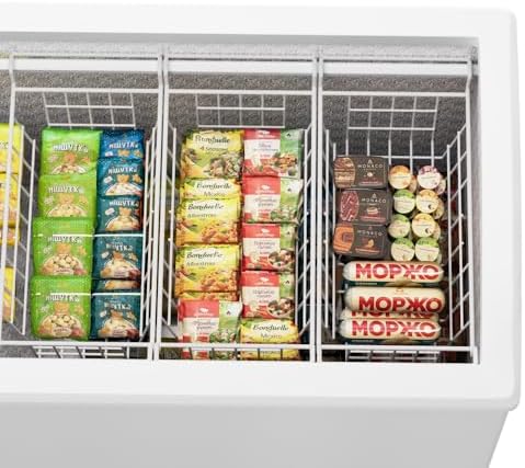 Slideep 17.5" Large Hanging Baskets Freezer Organizer Bin Sturdy Metal Wire Storage Baskets Organization for Pantry, Kitchen, White, Set of 2 - Image 5
