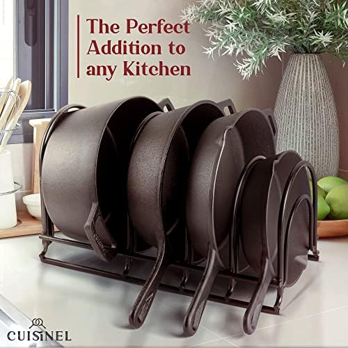 Cuisinel Pan Organizer for Cast Iron, 60-100LB, Extra Large 5-Tier Rack, Matte Black 15.9" - Image 6