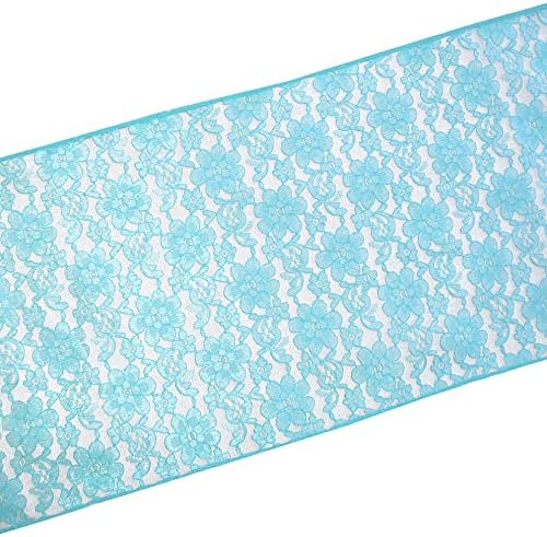 Zen Creative Designs 10 Pack Floral Lace Table Runner Sheer Lace Event Party Wedding Table Decor (12" by 120", Aqua) - Image 2