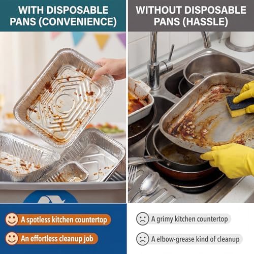 60 Pack Disposable Aluminum Pans with Lids, 10x7.5 and 7.3x5.3 Square 6.9x4.3 Square Combo Set, Disposable Baking and Cake Pan - Image 7