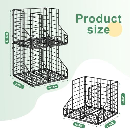 Stackable Can Organizer for Pantry with 2 Adjustable Dividers, Soda Can Organizer, Can Storage Dispenser Holds up to 28 Cans, 2 tier Metal Wire Baskets Can Holder for Kitchen Cabinet Pantry, Black - Image 7
