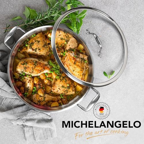 MICHELANGELO 12 Inch Stainless Steel Pan with Lid - Large Saute Pan with Lid, Deep Frying Pan Dishwasher & Oven-Safe, All Cooktops Compatible, 6 Quart - Image 6