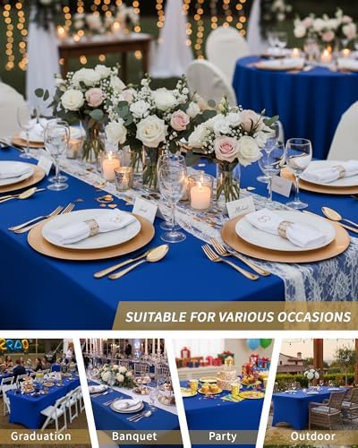 Fixwal 4 Pack 6FT Royal Blue Tablecloth Rectangle Spandex Table Cover - Image 7