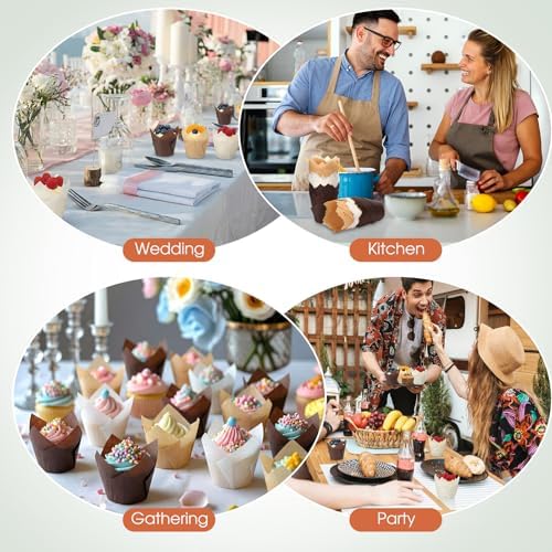 2000 Pcs Tulip Cupcake Liners for Baking Cups Bulk Greaseproof Paper Muffin Liners Cupcake Wrappers Holders in Standard Size for Wedding Birthday Party (Natural, Brown, White) - Image 6