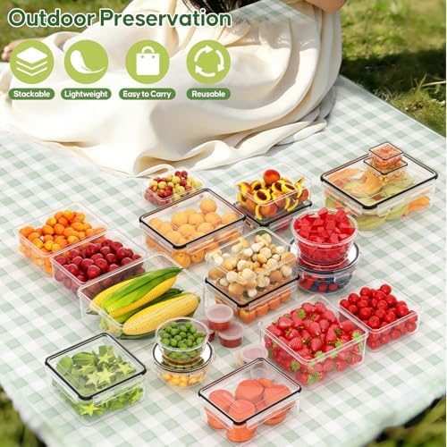 62 PCS Large Food Storage Containers with Lids Airtight Reusable Plastic | With 31 Lids & 31 Containers- Leakproof Meal-Prep Container for Kitchen Storage Organization Microwave/Dishwasher Safe - Image 7