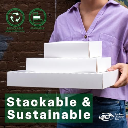 SCT Bakery Automatic Window Bakery Box, Donut Box & Pastry Box (200 Pack), 18 x 4 x 3-1/2 Inch, White Food Tray with Viewing Window, Grease & Moisture Resistant, Recyclable & Compostable, 24323 - Image 6