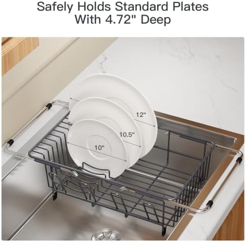 MAJALiS Grey Dish Drying Rack Over The Sink with Utensil Holder - Image 7