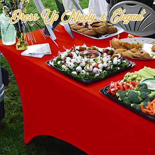 BRILLMAX 6 Pack Red Spandex Table Covers for 6ft Rectangle Tables - Image 7