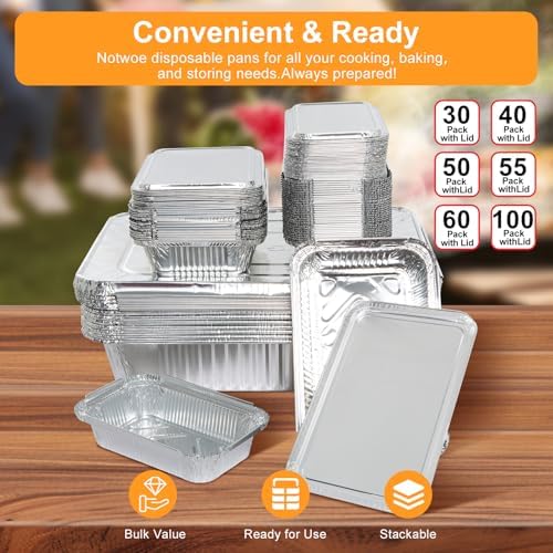 ® Aluminum Foil Pans with Foil Lids - 50 Pack, 7"×5", 1.5 LB Capacity, Disposable Containers for Baking, Meal Prep, Freezer Storage & Takeout. (50) - Image 7