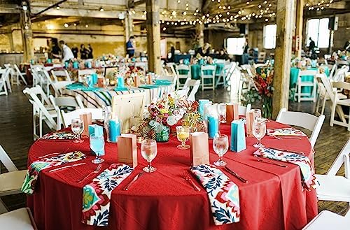8 Pack Red Round Tablecloths, Diameter of 120 inch - Image 6